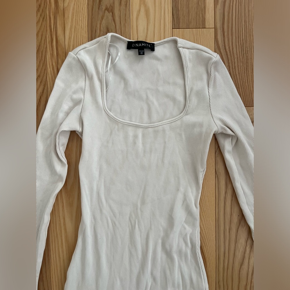 Dynamite Ivory Ribbed Bodycon Maxi Dress - Picture 2 of 4